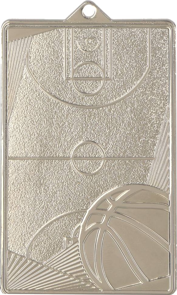 Médaille de basket-ball argentée avec champ et ballon