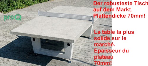 Robuster Tischtennistisch aus Beton mit dickem Spielfeld für langlebige Outdoor-Nutzung