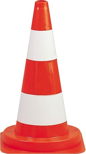 Cône de signalisation en plastique avec bandes orange et blanches pour les applications de sécurité et de chantier