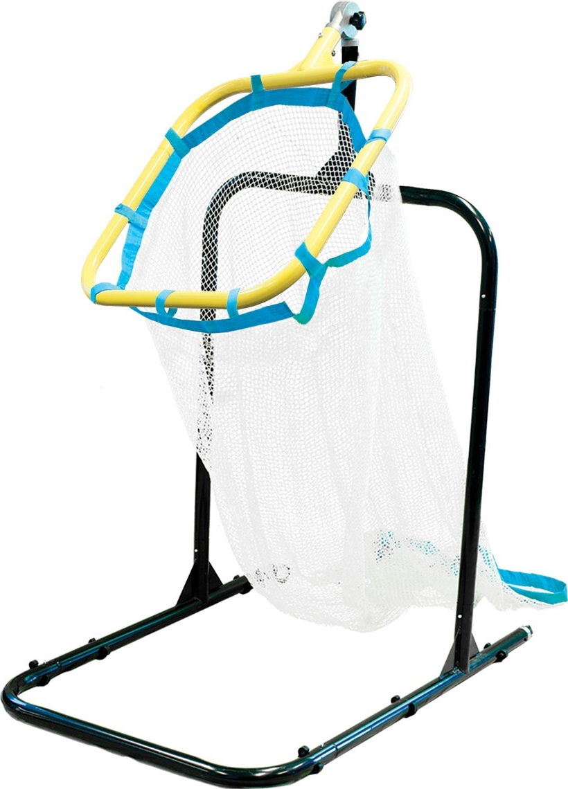 Filet de basket-ball portable jaune et bleu avec filet blanc stable et pied robuste