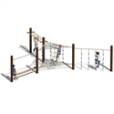Spielplatz-Klettergerüst mit Kindern, die auf Seilen und Netzen klettern