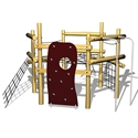 Holz-Klettergerüst für Kinder mit Kletternetzen und Spielwänden