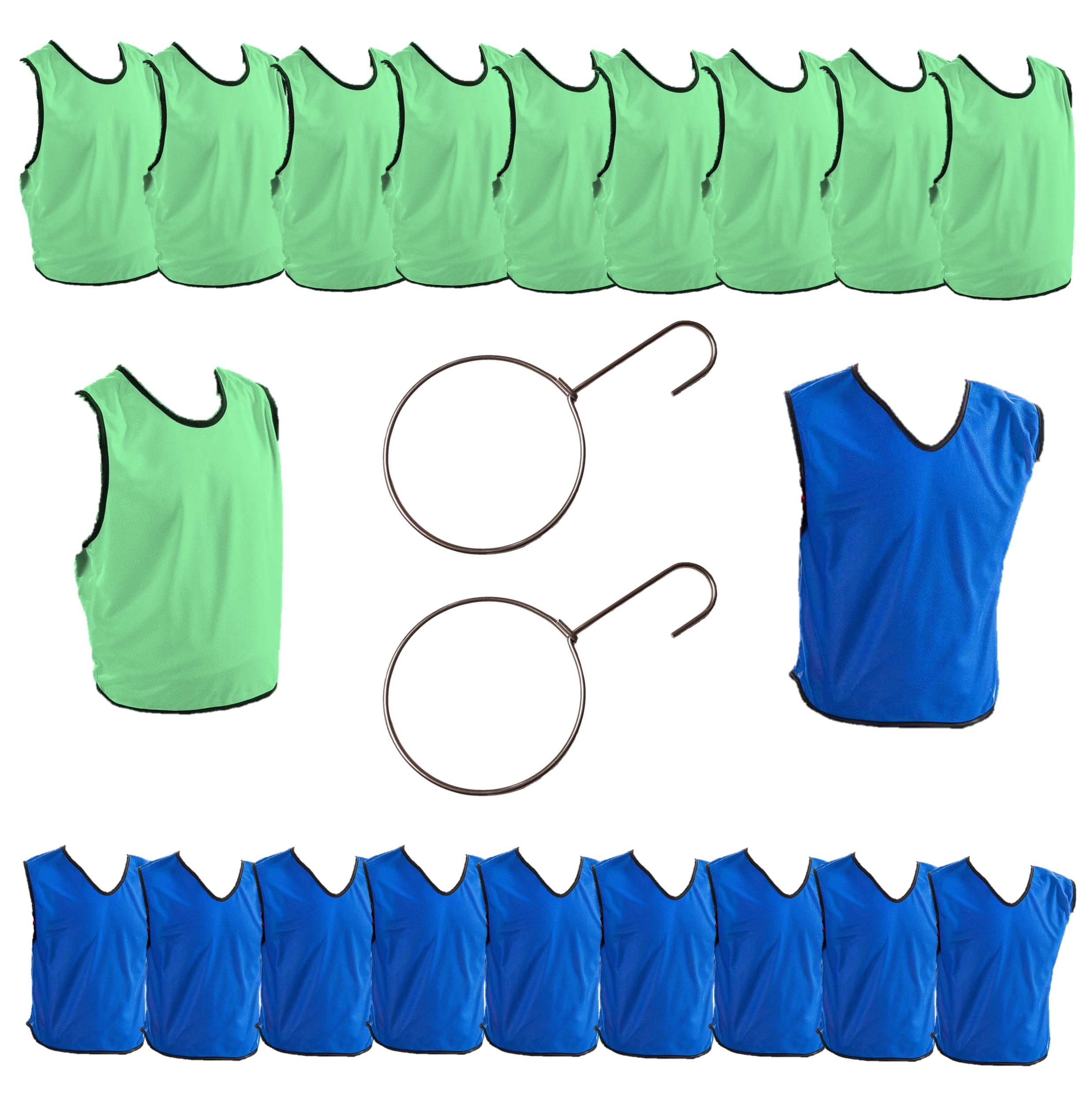 Set de gilets de marquage vert et bleu en polyester résistant