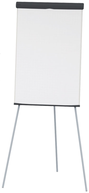 Leeres Flipchart auf einem dreibeinigen Ständer, ideal für Besprechungen
