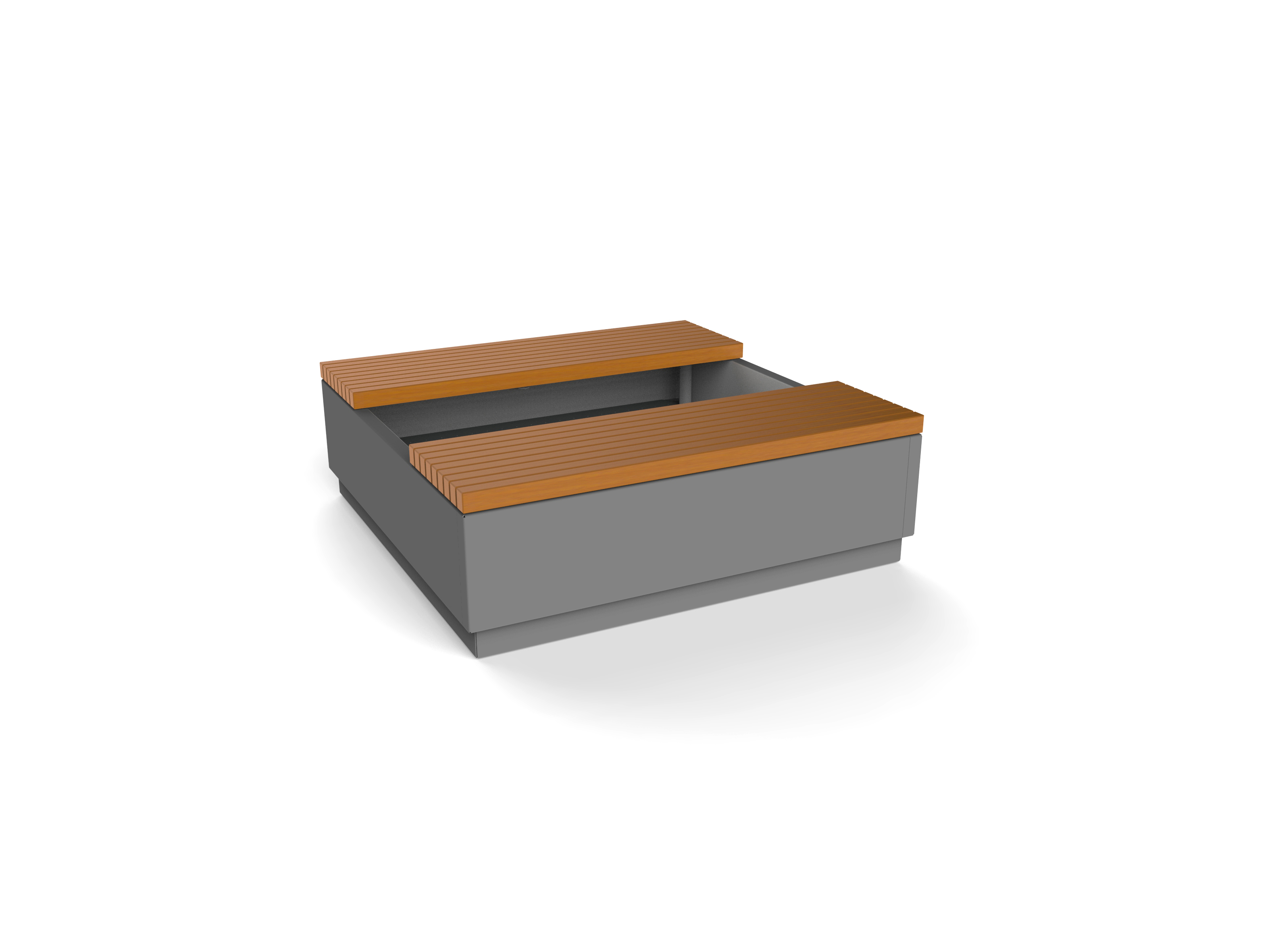 Banc avec base grise et surface en bois